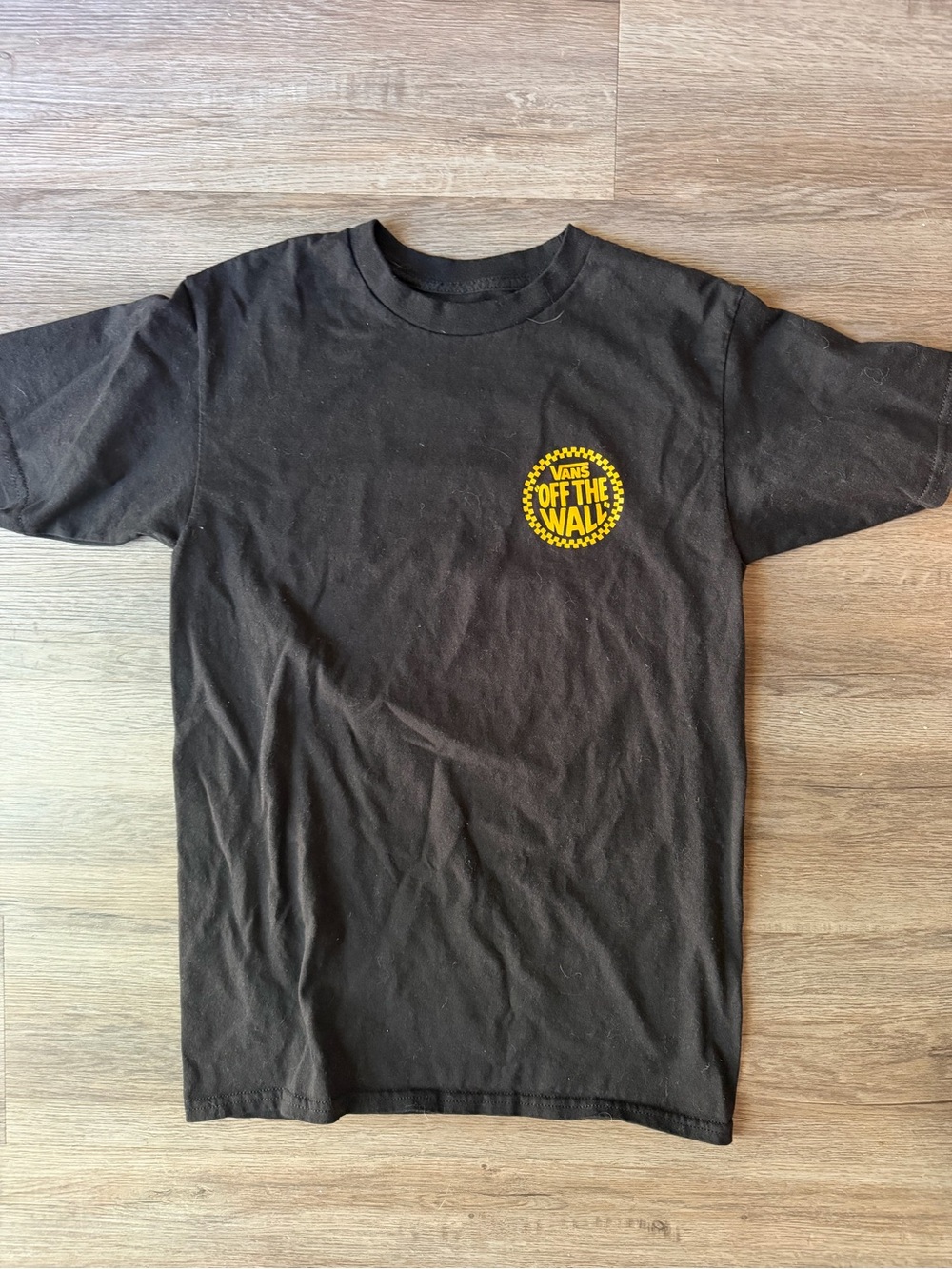 Vans Black Tee with Yellow 'Off The Wall' Logo